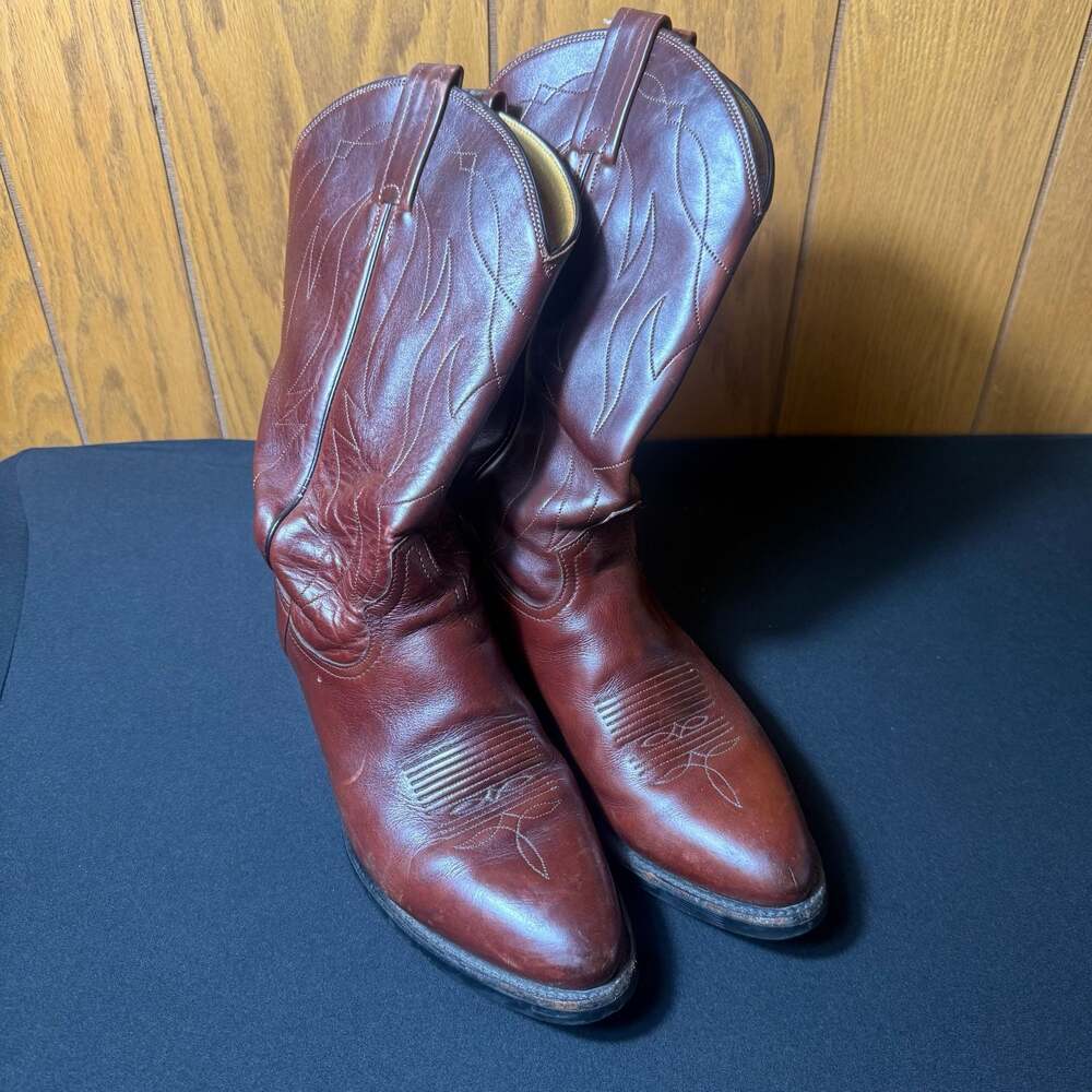 Tony Lama Style H 1224 Brown Leather Western Cowboy Boots Size 8 D